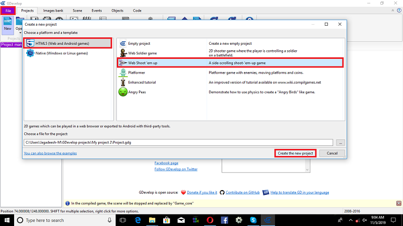 2D Air Force Combat Game Using gdevelop Engine